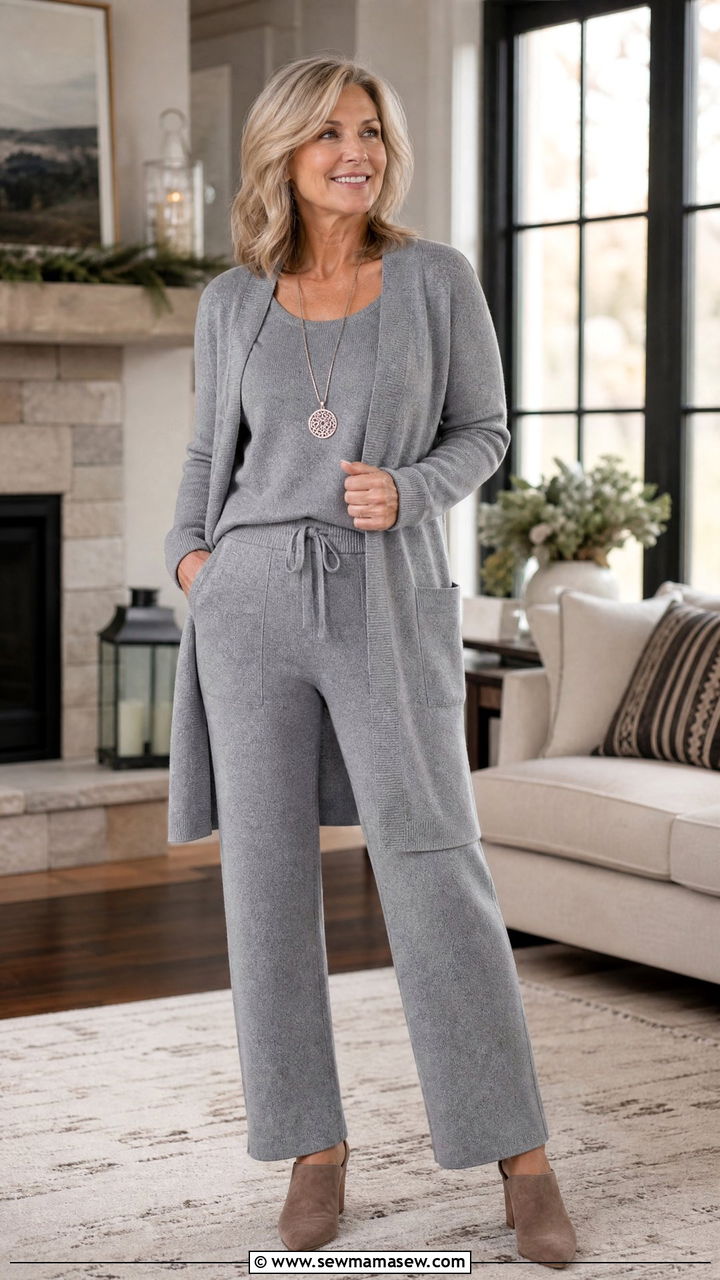 Two piece knit set outfit - 30 Stylish outfits for grandmas