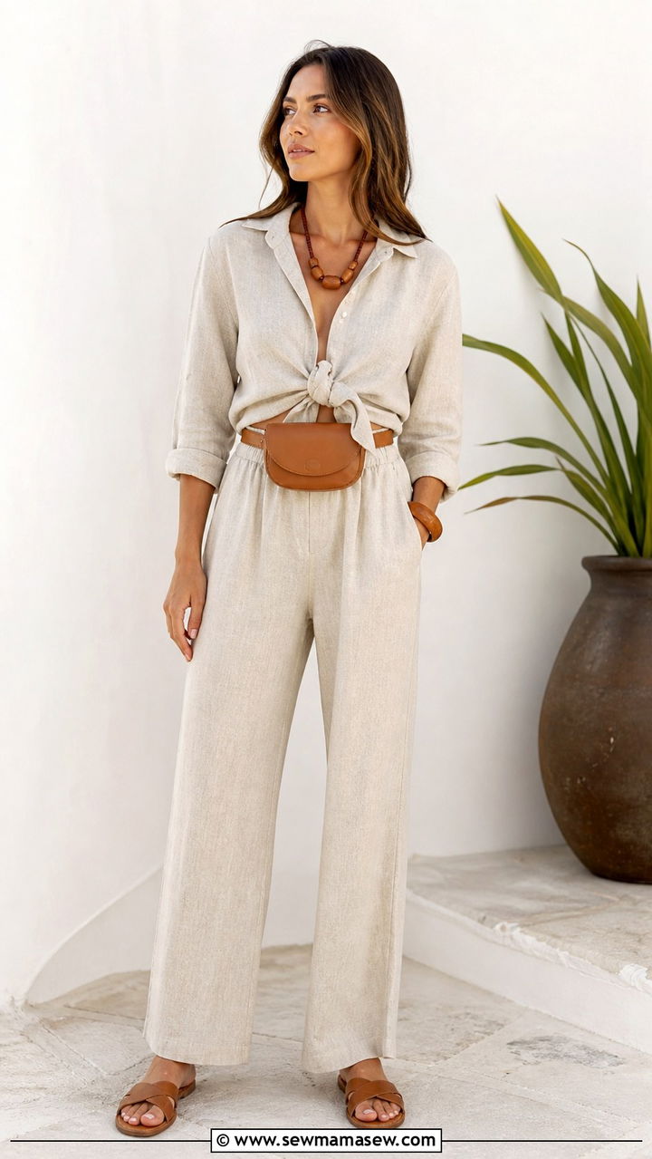 Two piece linen set Porto - 40 What to wear in Porto