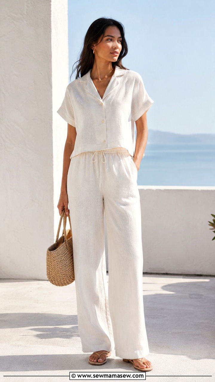 Two piece linen set travel outfit - 30 Minimalist outfit ideas for travel