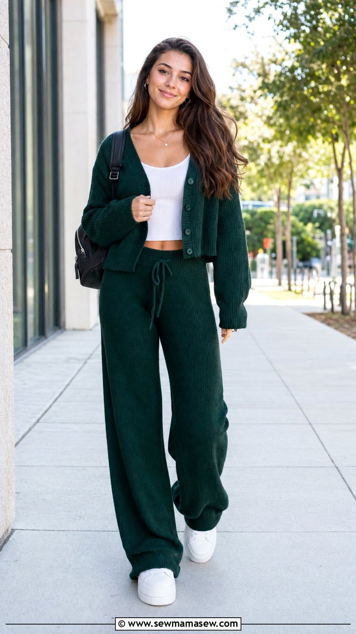 Two piece matching set with mini backpack outfit - 35 Back to school outfit ideas 12th grade