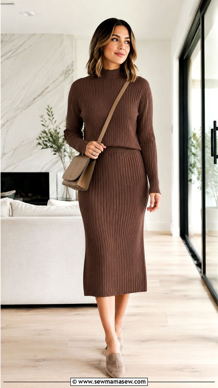 Two piece ribbed knit set - 25 Work outfit ideas for Thursday