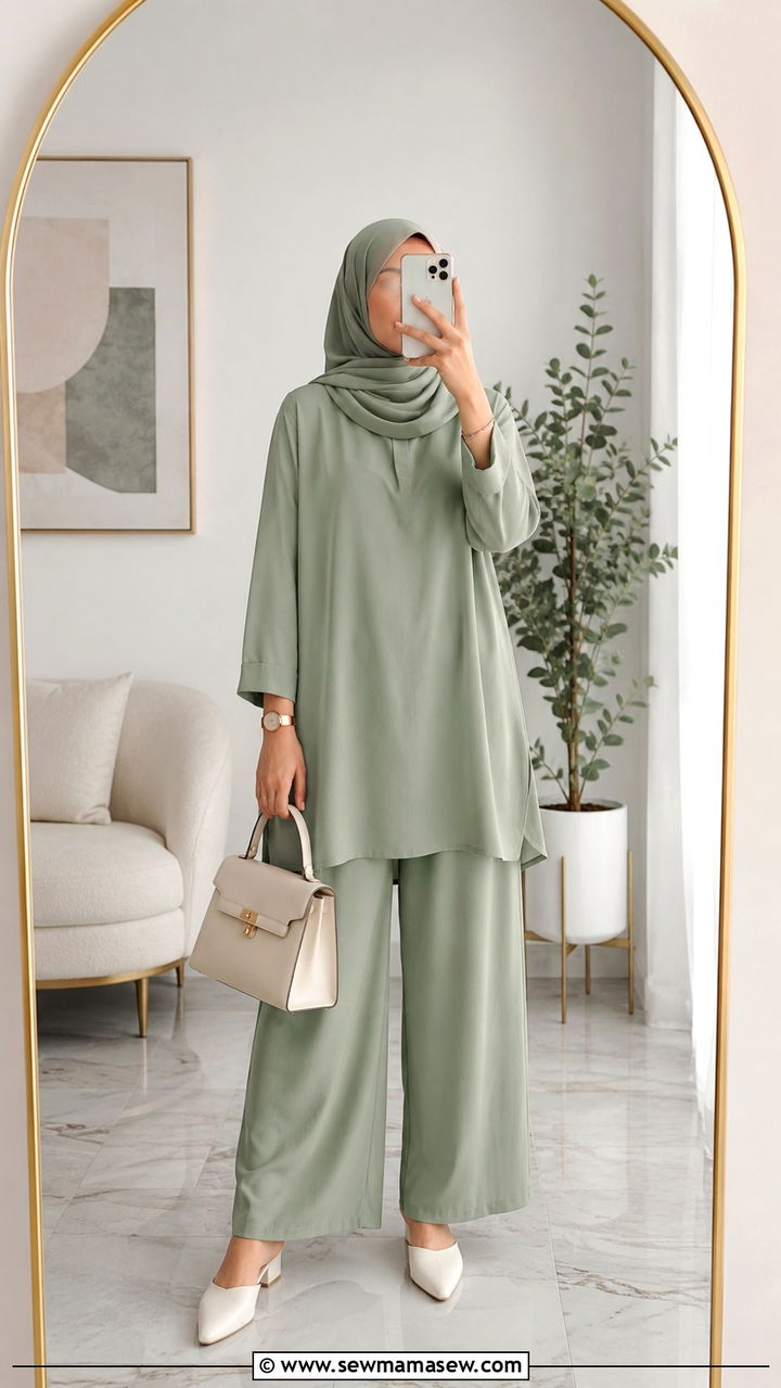 Two piece set with hijab - 25 outfit ideas for hijab women