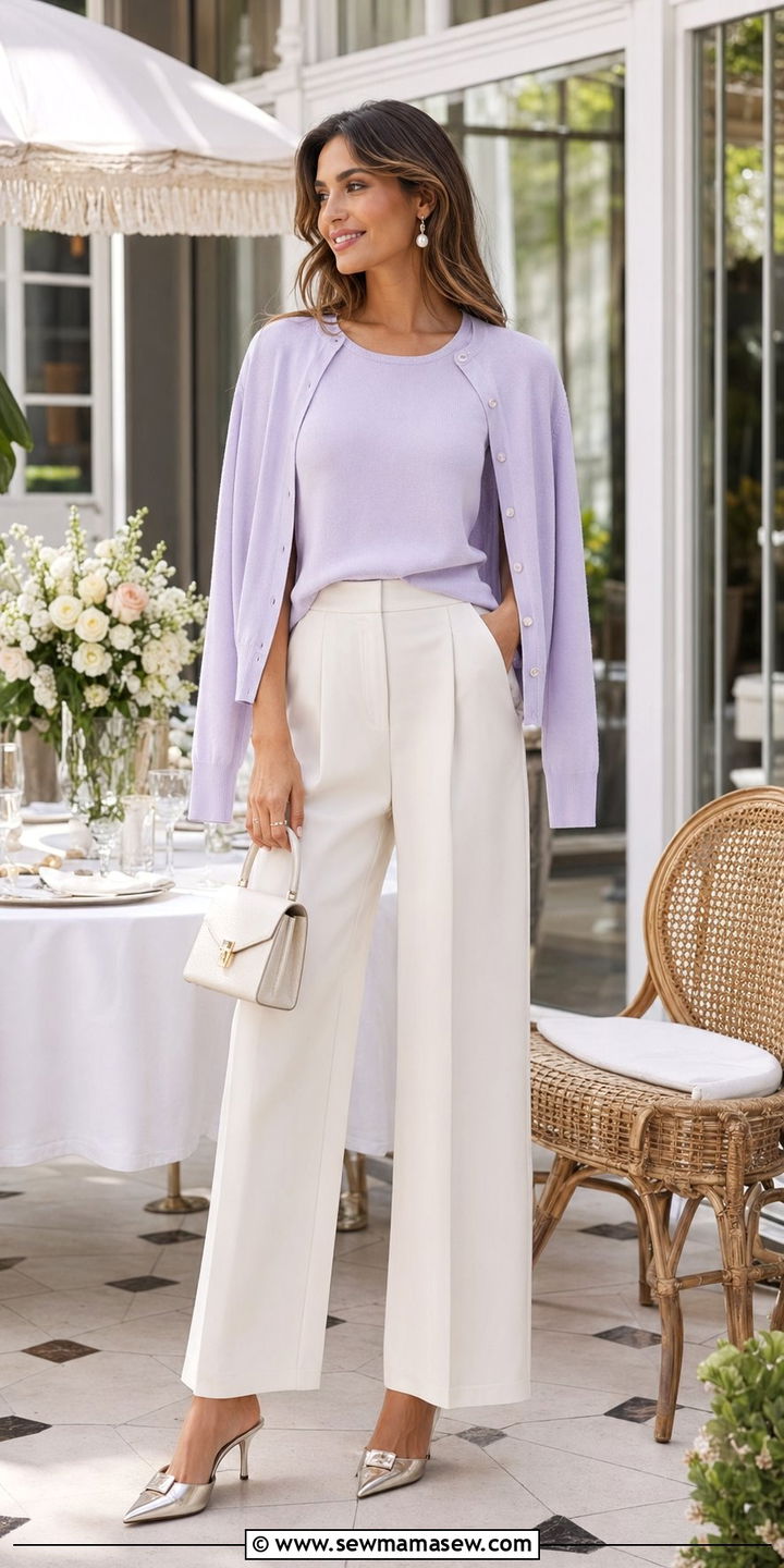 Two piece sweater set with mules outfit - 35 2000s outfit ideas