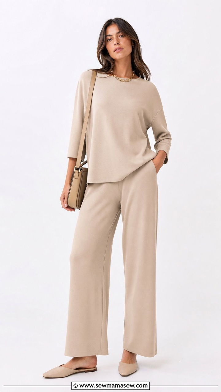 Two piece wide leg pants set - 25 Summer outfits to hide belly fat