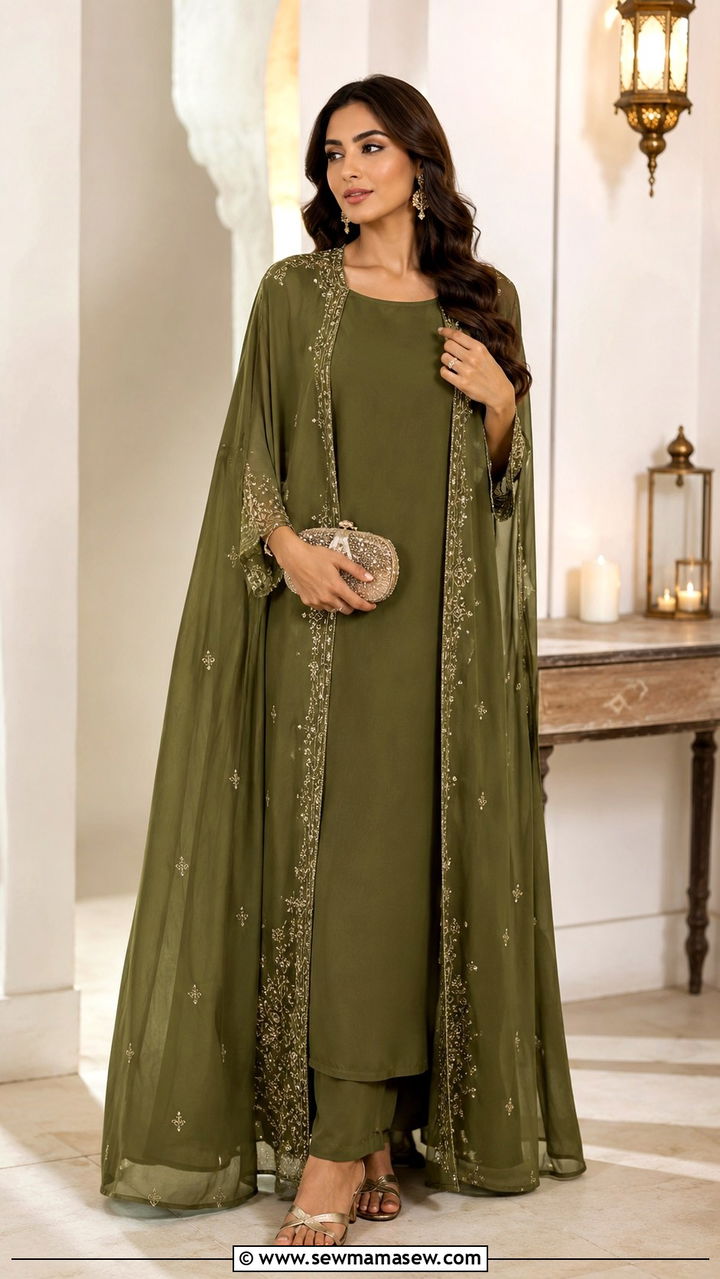 TwoPiece Kaftan Set with Cape - 25 Ramadan matching set outfit ideas