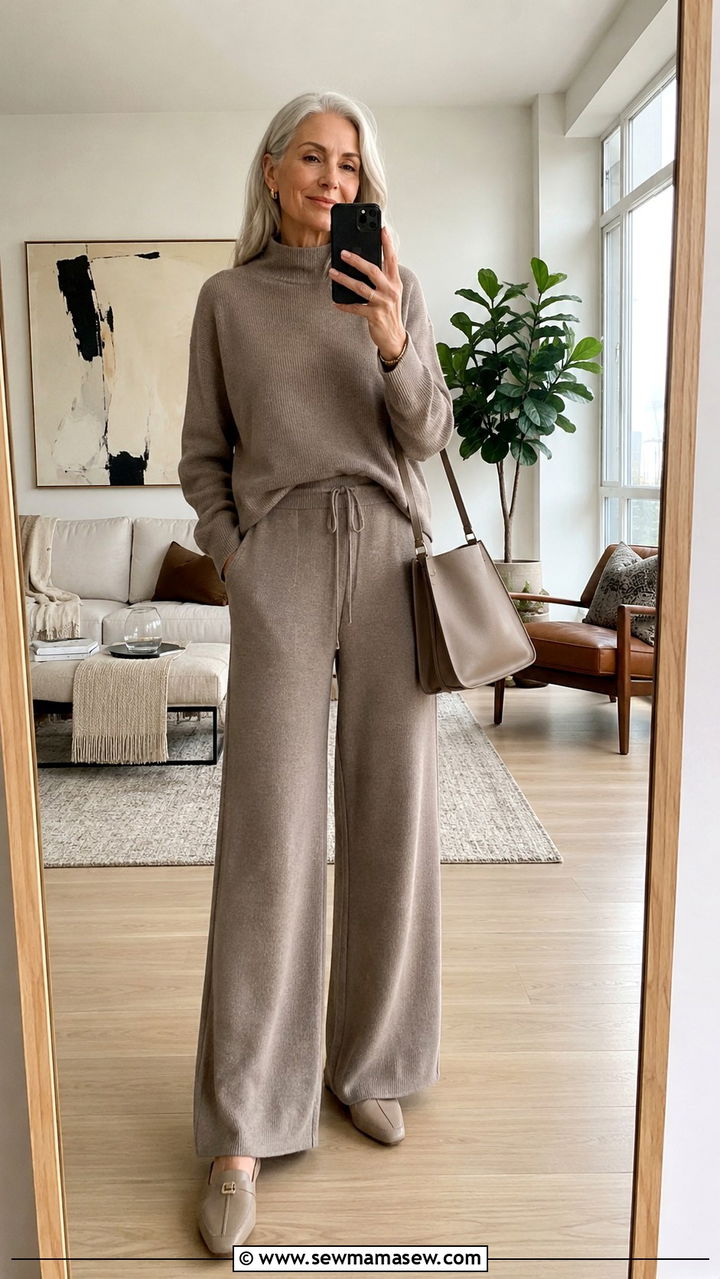 TwoPiece Knit Set With Mules - 30 Tall outfits for women over 60