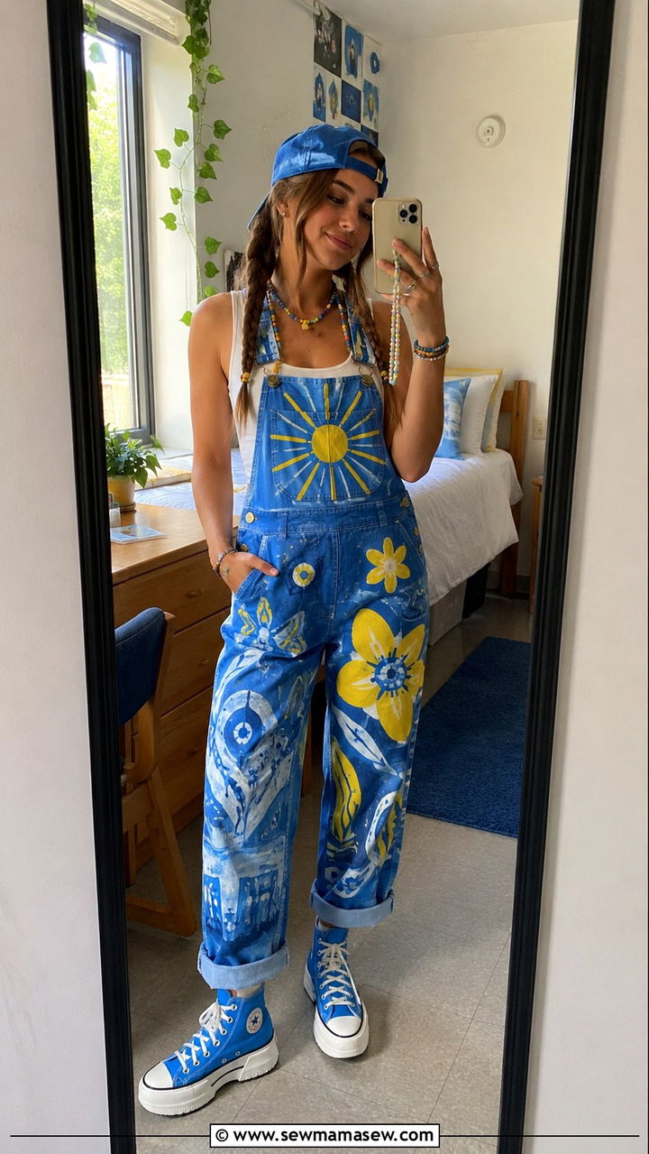 UCLA custom painted overalls outfit - 20 Gameday outfit ideas UCLA