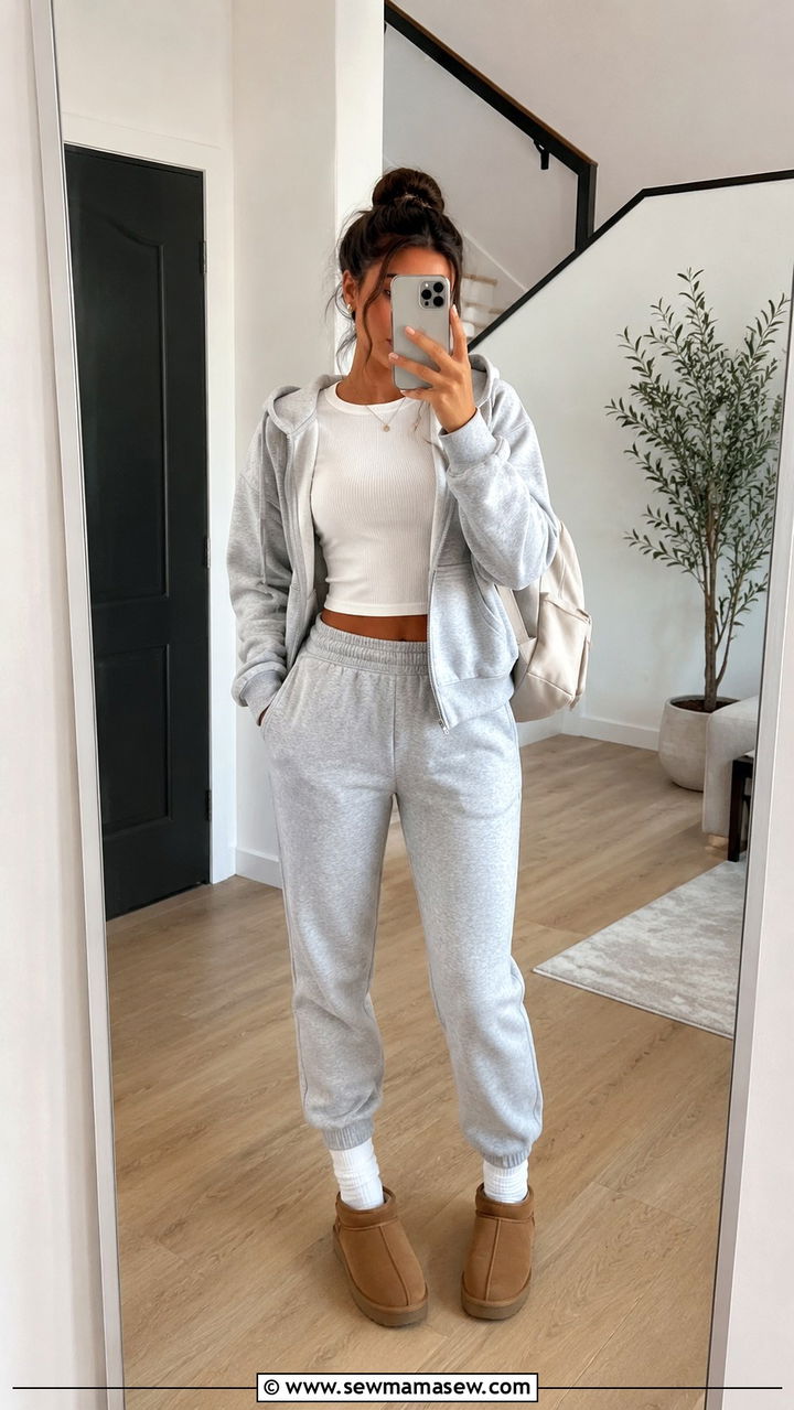 Ugg Ultra Mini with Sweatpants and Crop Top - 20 Uggs ultra mini outfit ideas