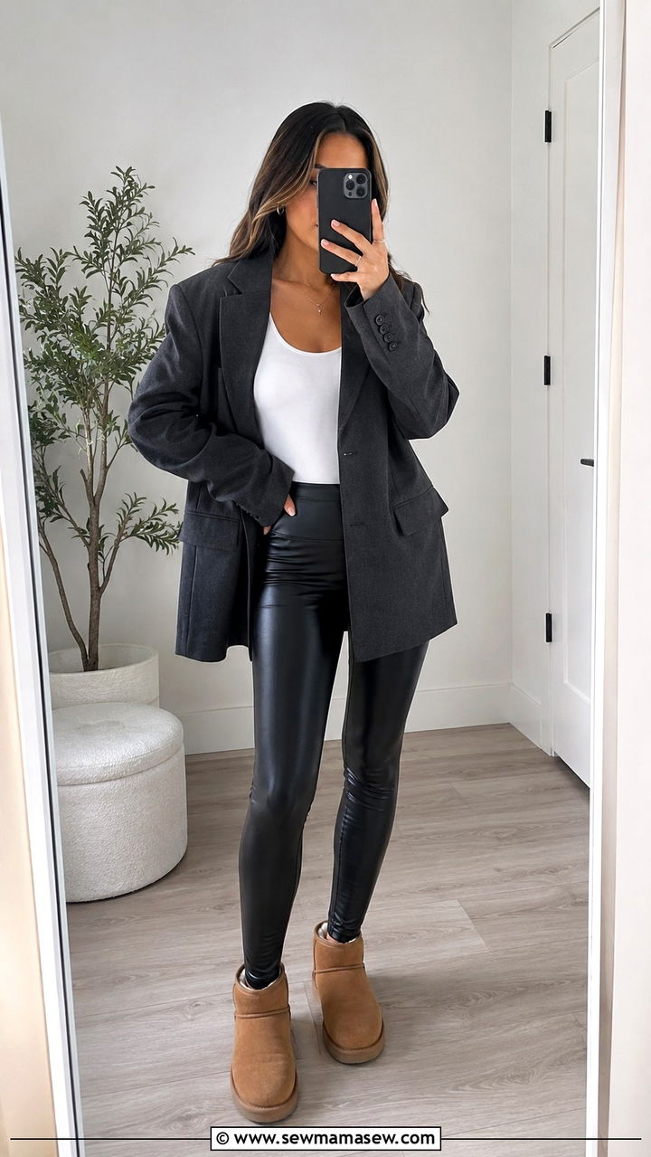 Uggs With Leather Leggings And A Blazer - 25 Uggs outfit ideas 2026