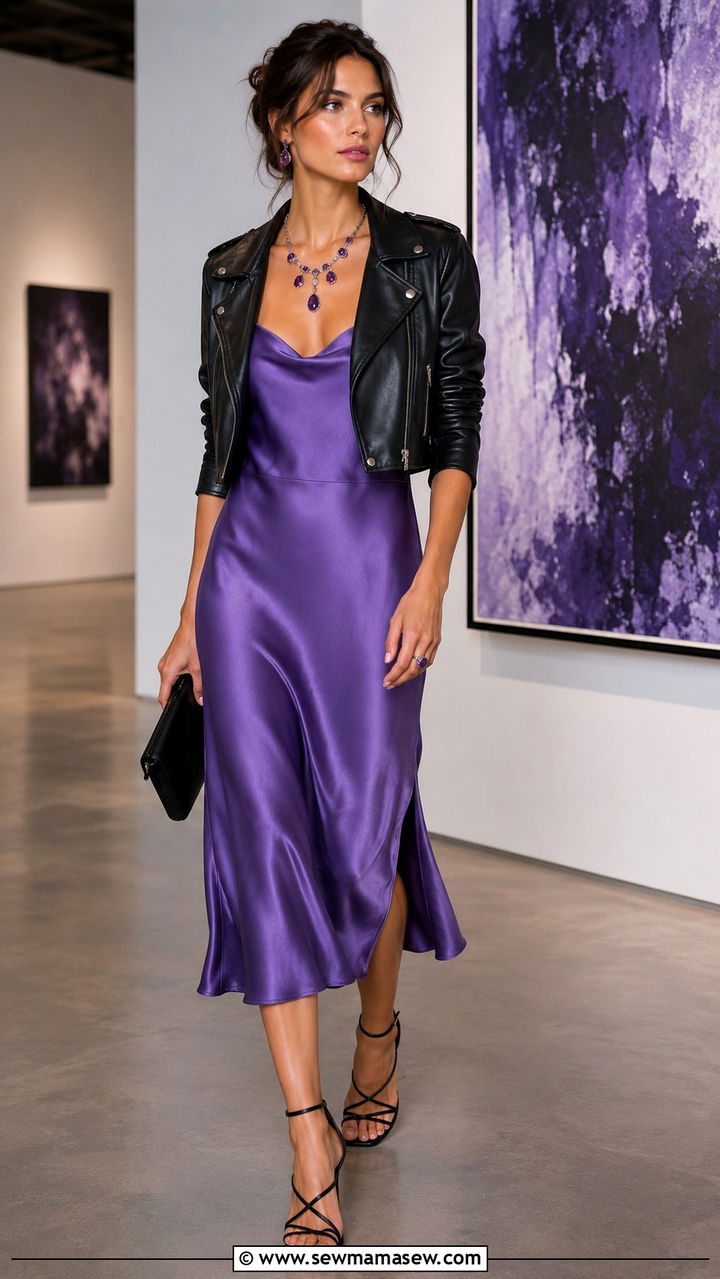 Ultra Violet Slip Dress Outfit - 30 Pantone color of the year outfit ideas