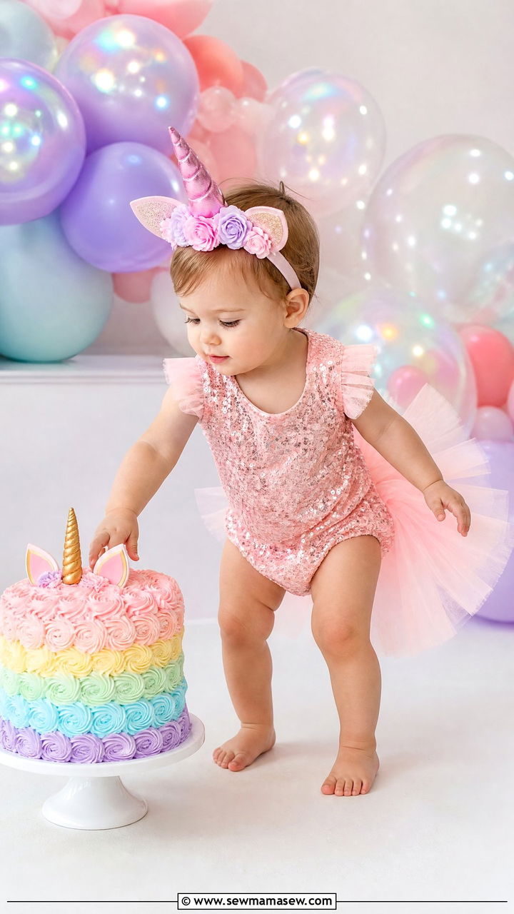 Unicorn Sequin Romper Cake Smash Outfit - 25 Cake smash outfit ideas