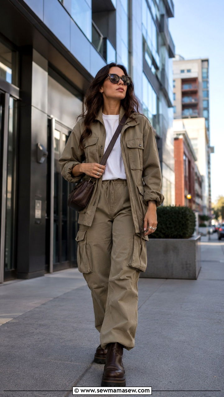 Utilitarian jacket and matching cargo pants outfit - 25 Trendy outfits 2026
