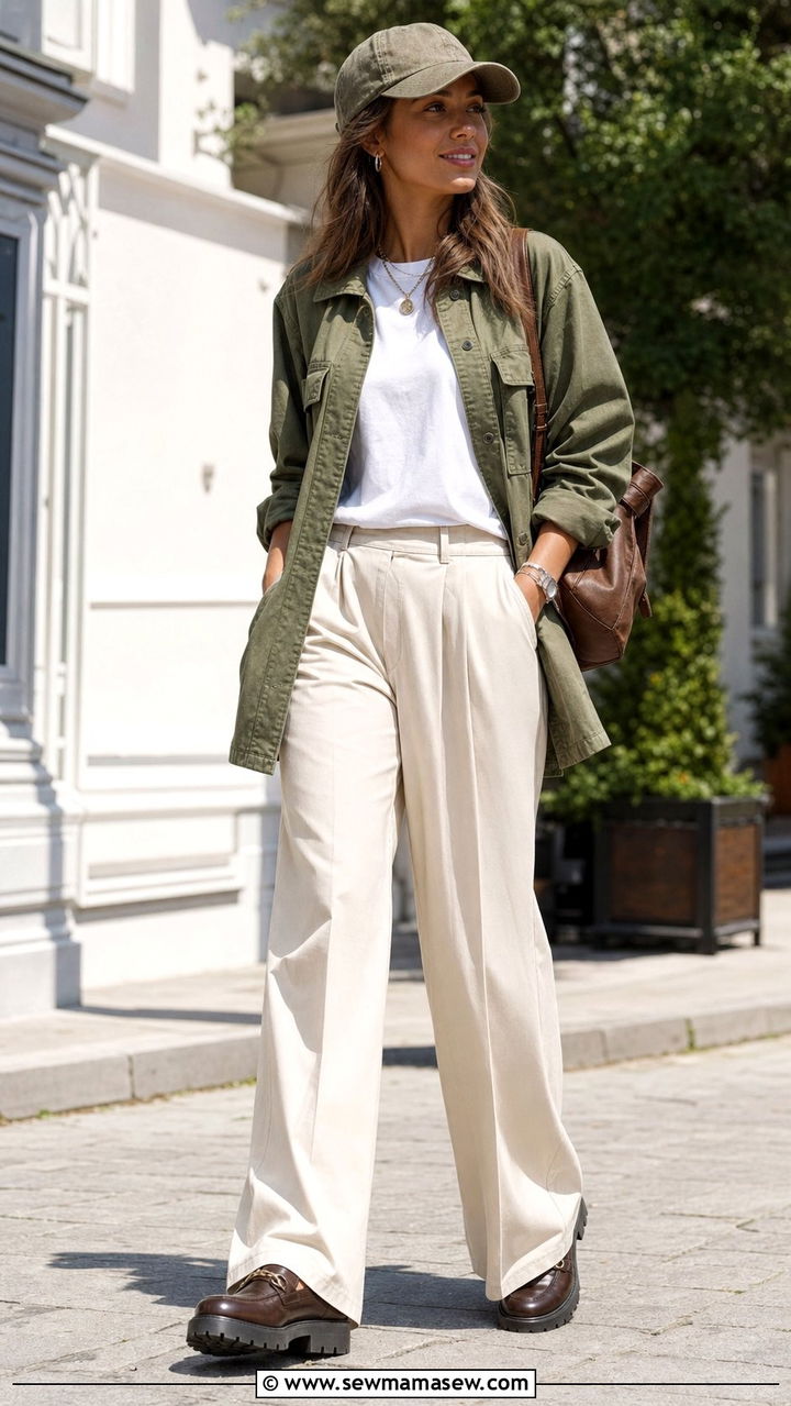 Utility Jacket And Wide Leg Pants Outfit - 25 Easy spring outfit ideas 2026