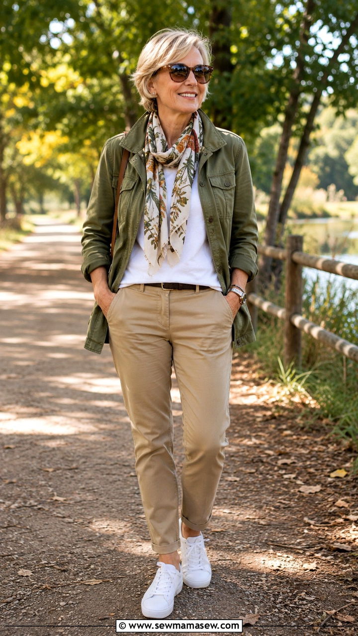 Utility Jacket Chinos - 30 Cute outfits for women over 50