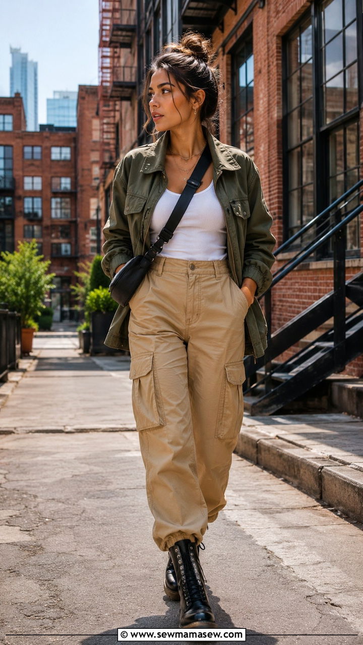 Utility Jacket With Cargo Pants - 20 spring art of the in between outfit ideas