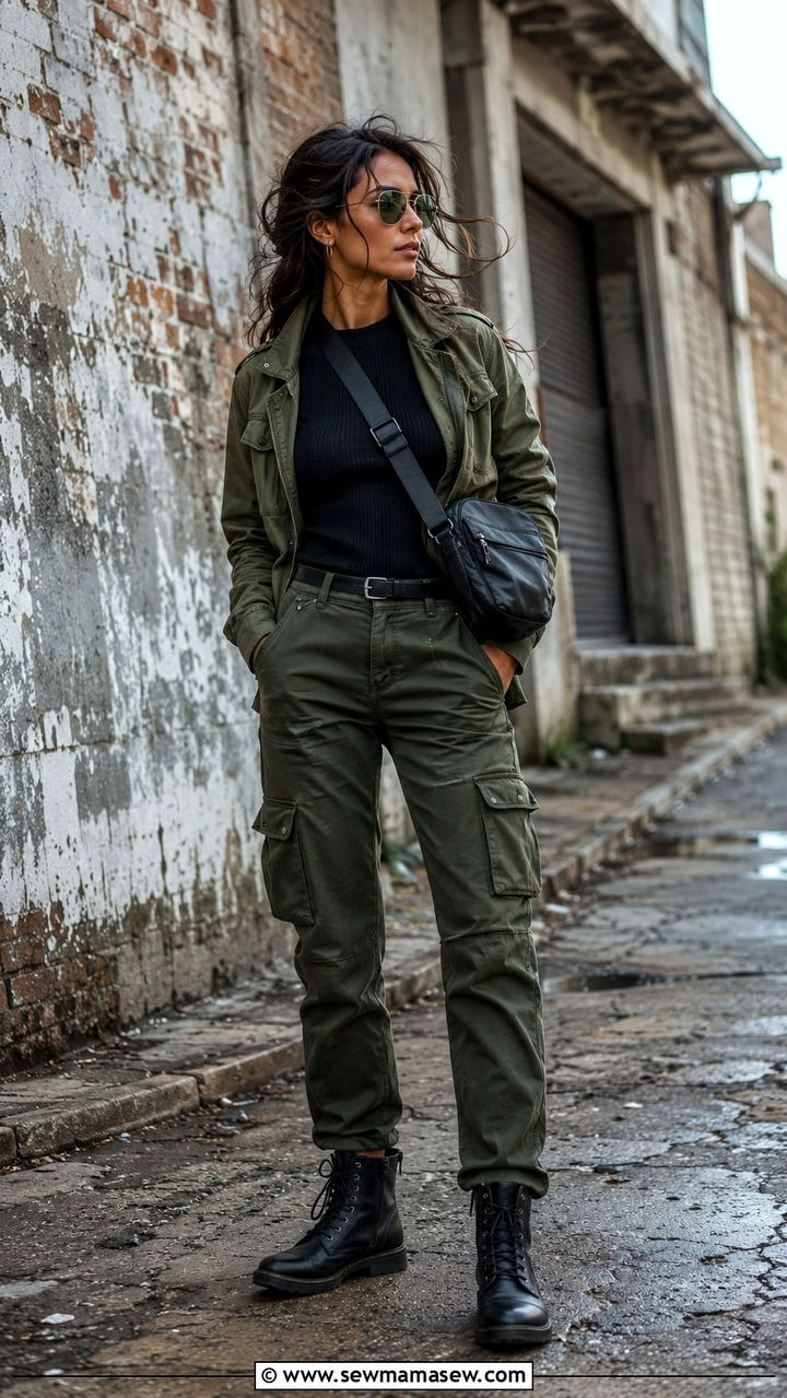 Utility Jacket With Cargo Pants And Ankle Boots - 25 windy day outfits aesthetic