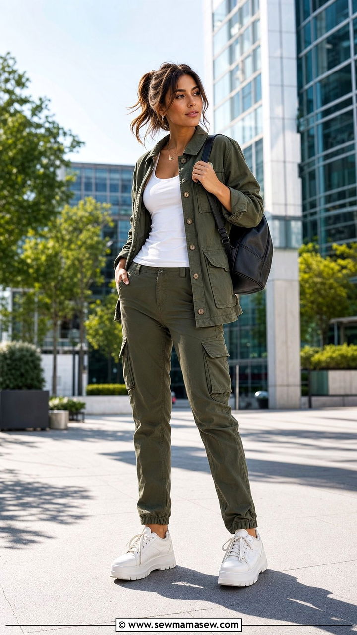 Utility Jacket With Cargo Pants Outfit - 25 spring warm weather outfit ideas