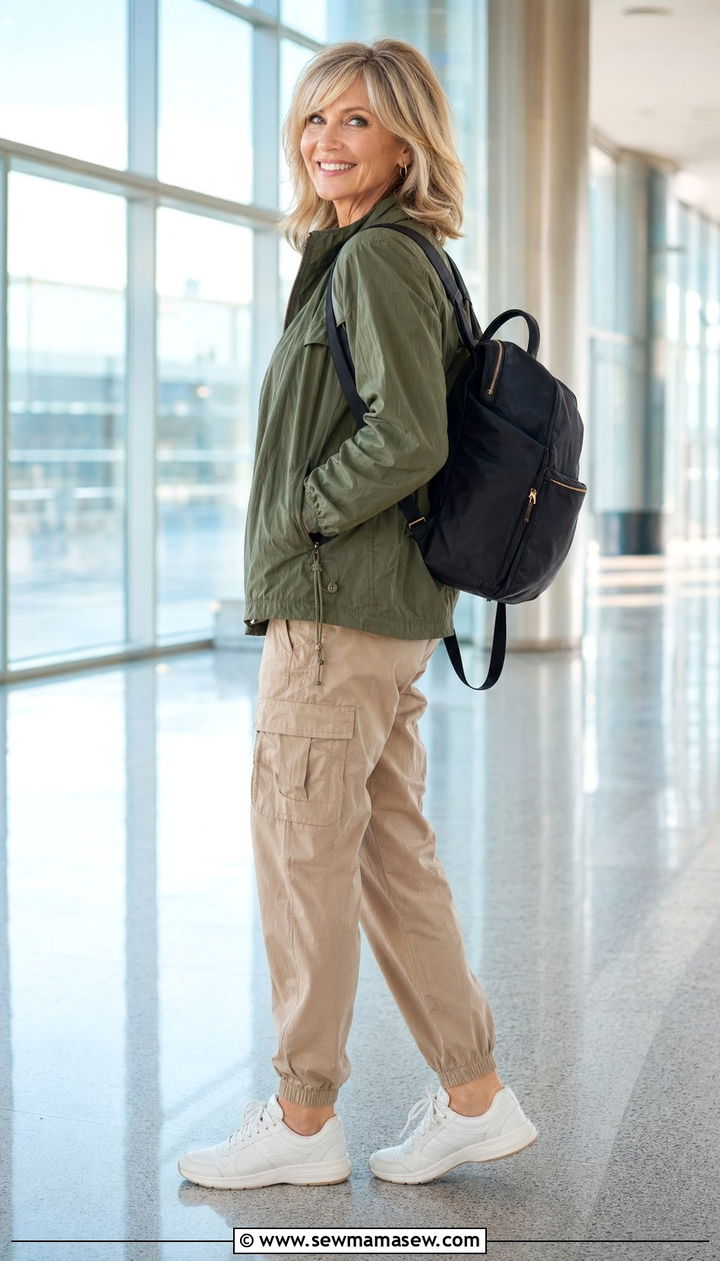 Utility Jacket With Cargo Pants - 35 Airport outfit ideas for women over 50