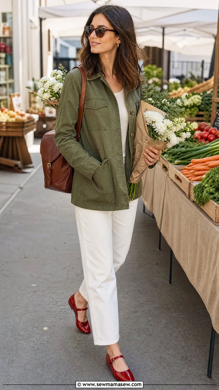 Utility Jacket With Mary Janes - 25 Spring outfits with mary janes