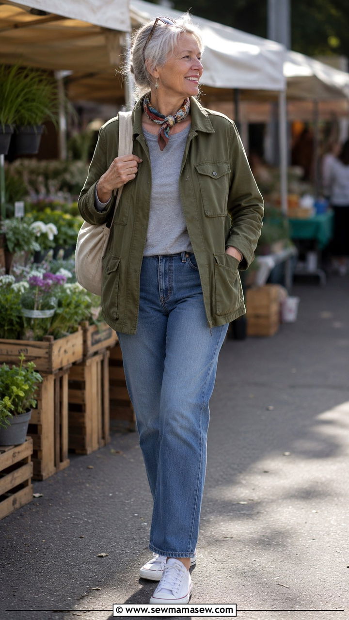 Utility Jacket With Straight Leg Jeans - 30 Trendy outfits for women over 60