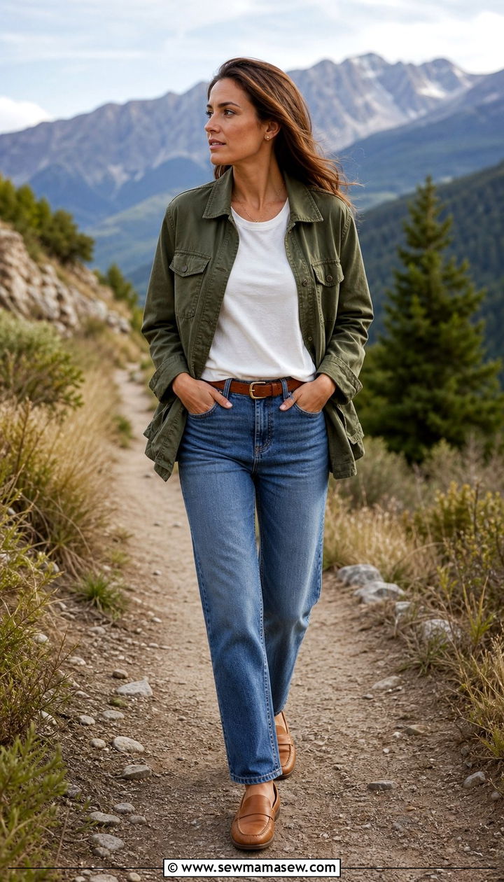 Utility Jacket With Straight Leg Jeans And Tan Loafers - 25 Straight leg jeans outfit ideas with loafers