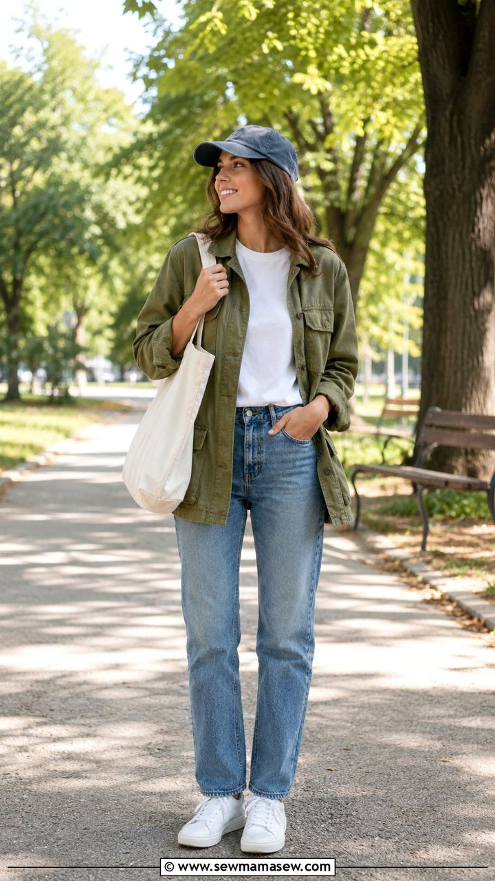 Utility Jacket With Straight Leg Jeans - 30 transitional cute outfit ideas
