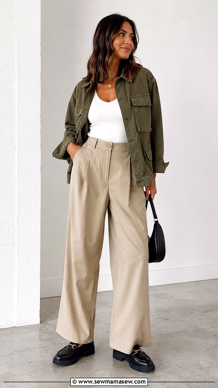 Utility Jacket With Wide Leg Trousers Work Outfit For Women Over 40 - 25 Work outfit ideas for women over 40 2026