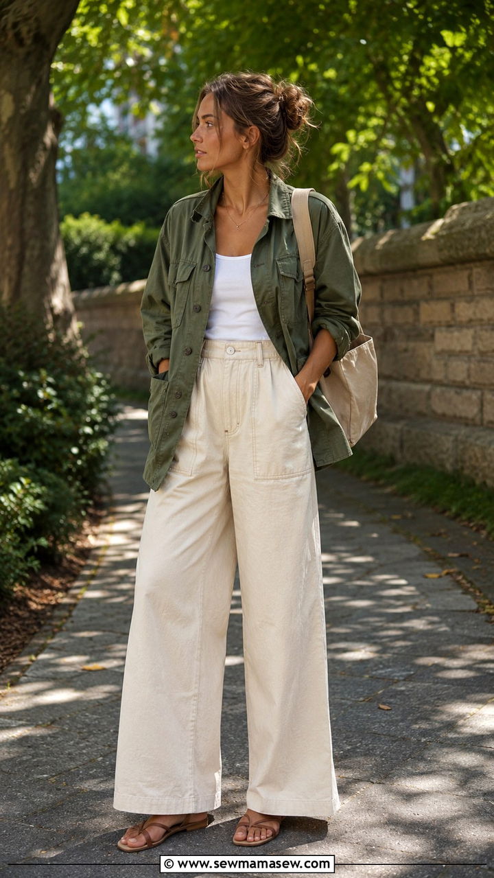Utility Jacket With Wide Leg Trousers - 25 Mid May outfit ideas