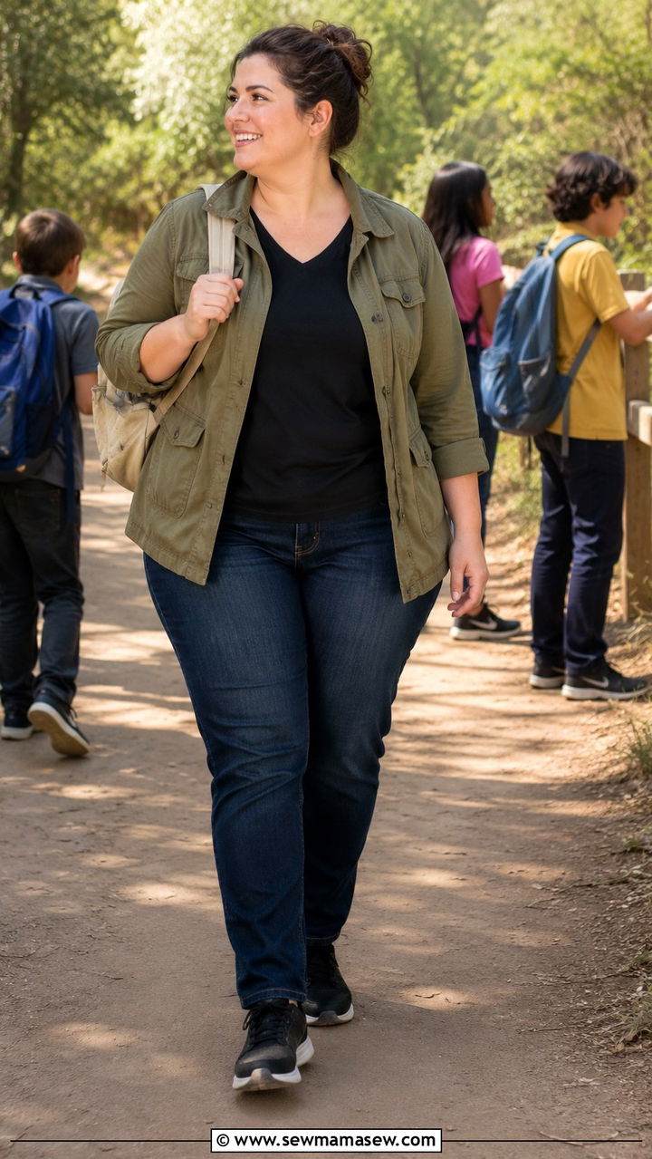 Utility Jacket and Jeans Teacher Outfit - 30 Teacher outfits plus size
