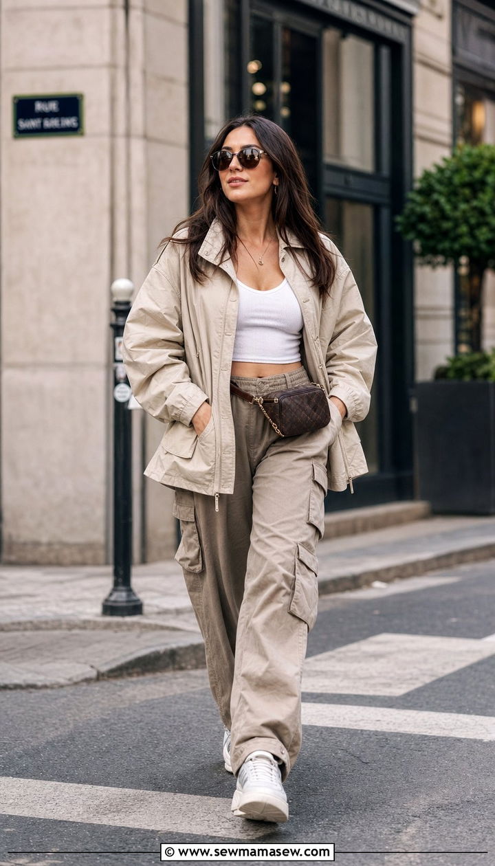 Utility Jacket with Cargo Pants - 35 back to school outfits inspo