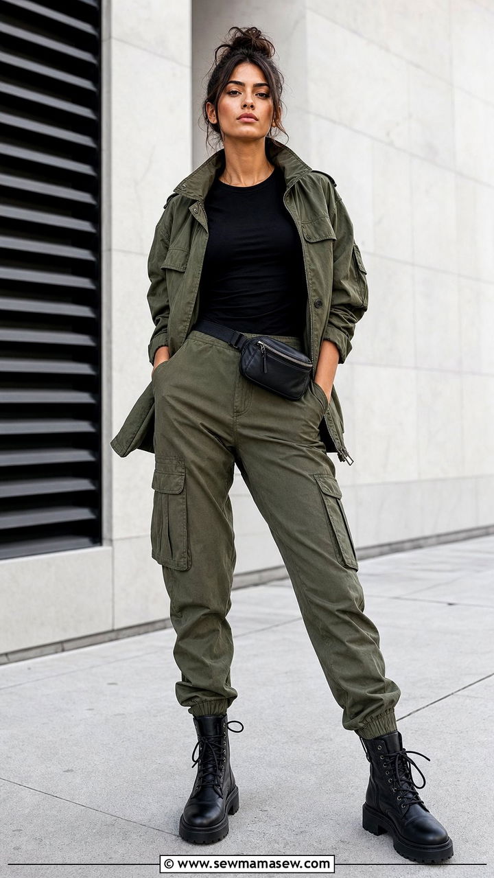 Utility Jacket with Cargo Pants - 25 cute streetwear outfits