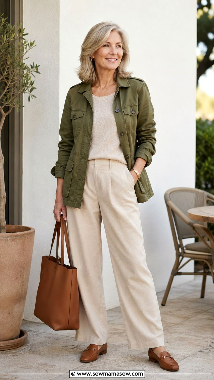Utility Jacket with Relaxed Trousers - 25 What to wear to brunch over 50