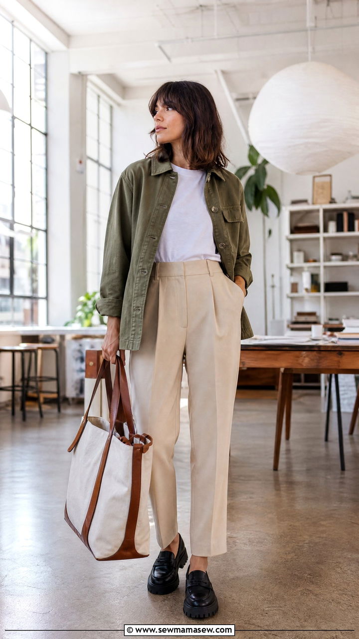 Utility Jacket with Tapered Trousers and Chunky Loafers - 30 Marketing manager outfit ideas