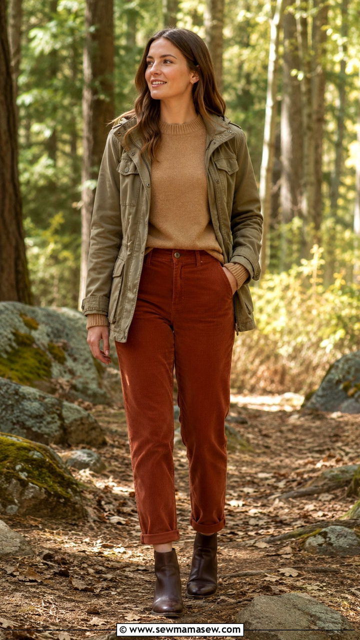 Utility Jacket with a Lightweight Sweater and Corduroy Pants - 30 Spring outfits with utility jacket