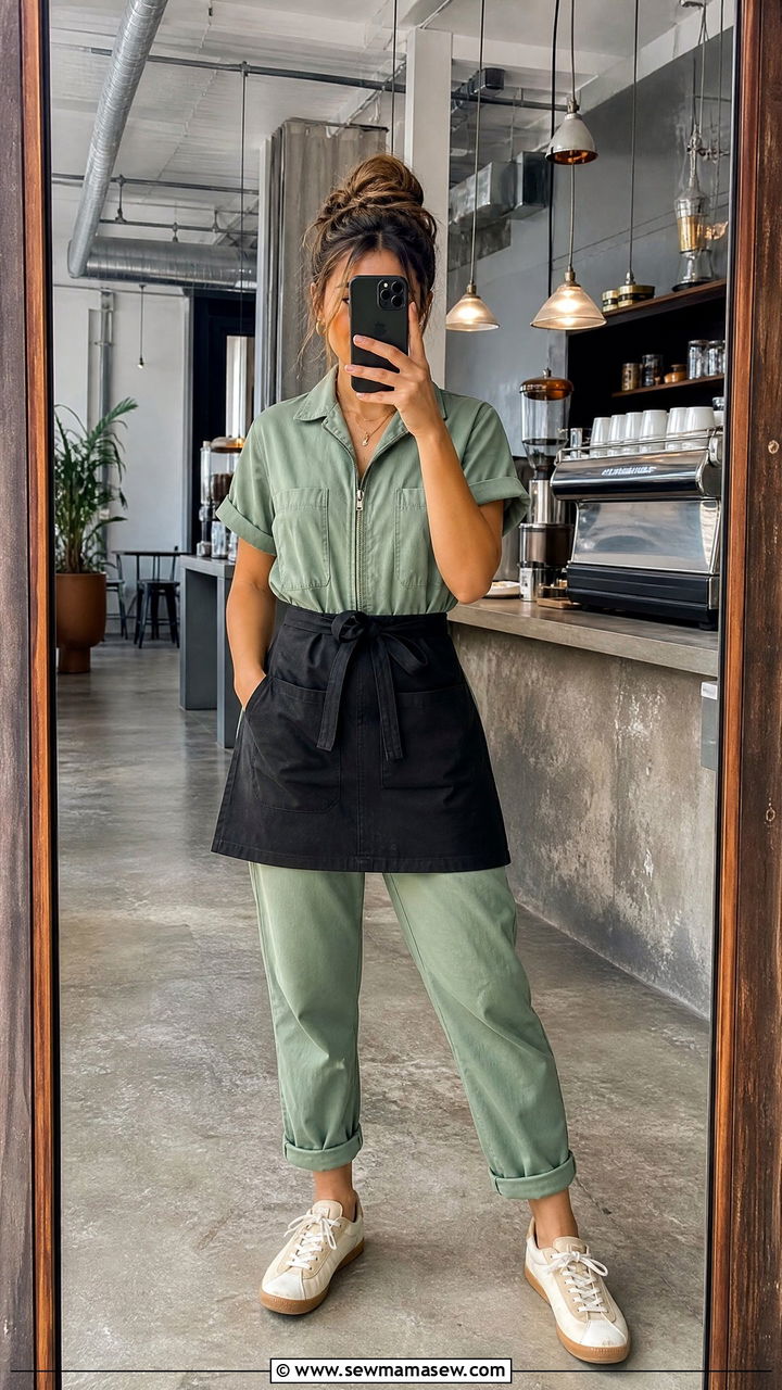 Utility Jumpsuit And Sneakers - 30 Summer outfit ideas for barista