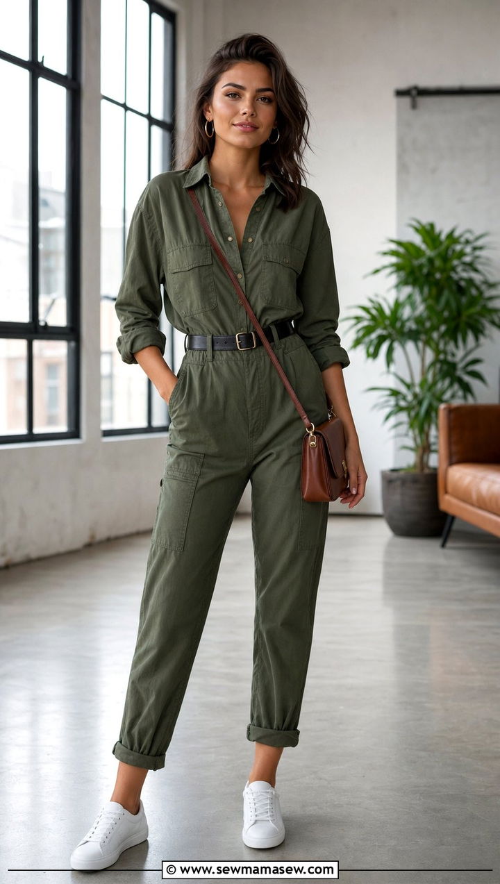 Utility Jumpsuit With A Belted Waist And Clean Sneakers - 25 classy streetwear outfits