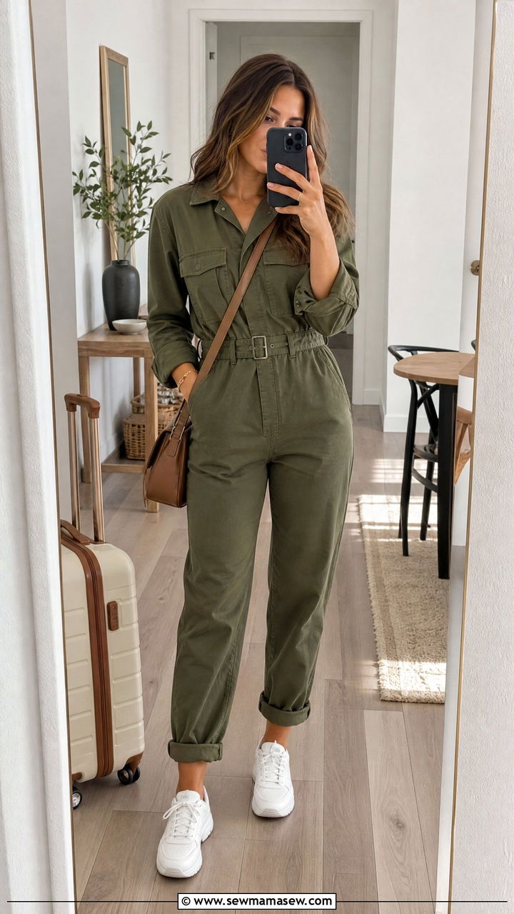 Utility Jumpsuit With Belted Waist - 25 casual outfits for rectangle body shape