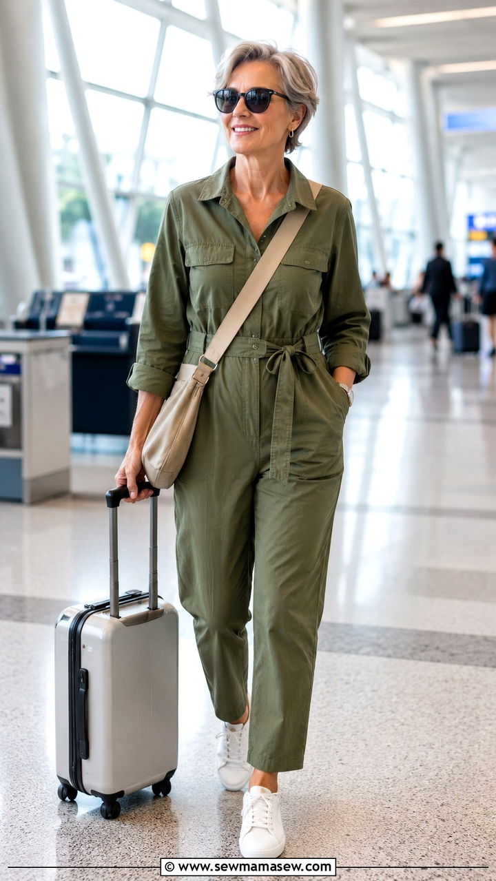 Utility Jumpsuit With White Sneakers - 25 Outfit ideas for women over 50 2026