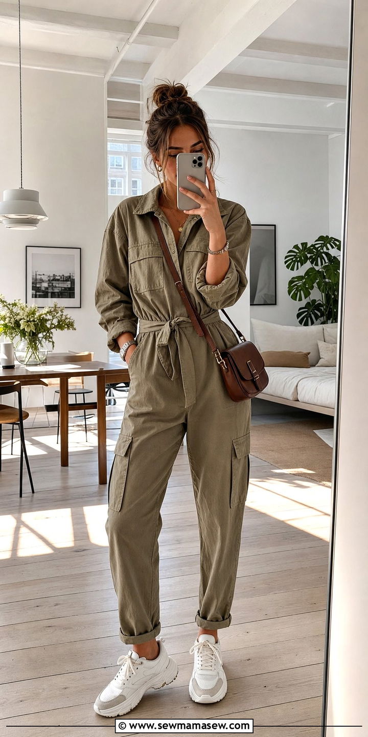 Utility Jumpsuit and Sneakers Outfit - 25 Copenhagen outfits aesthetic