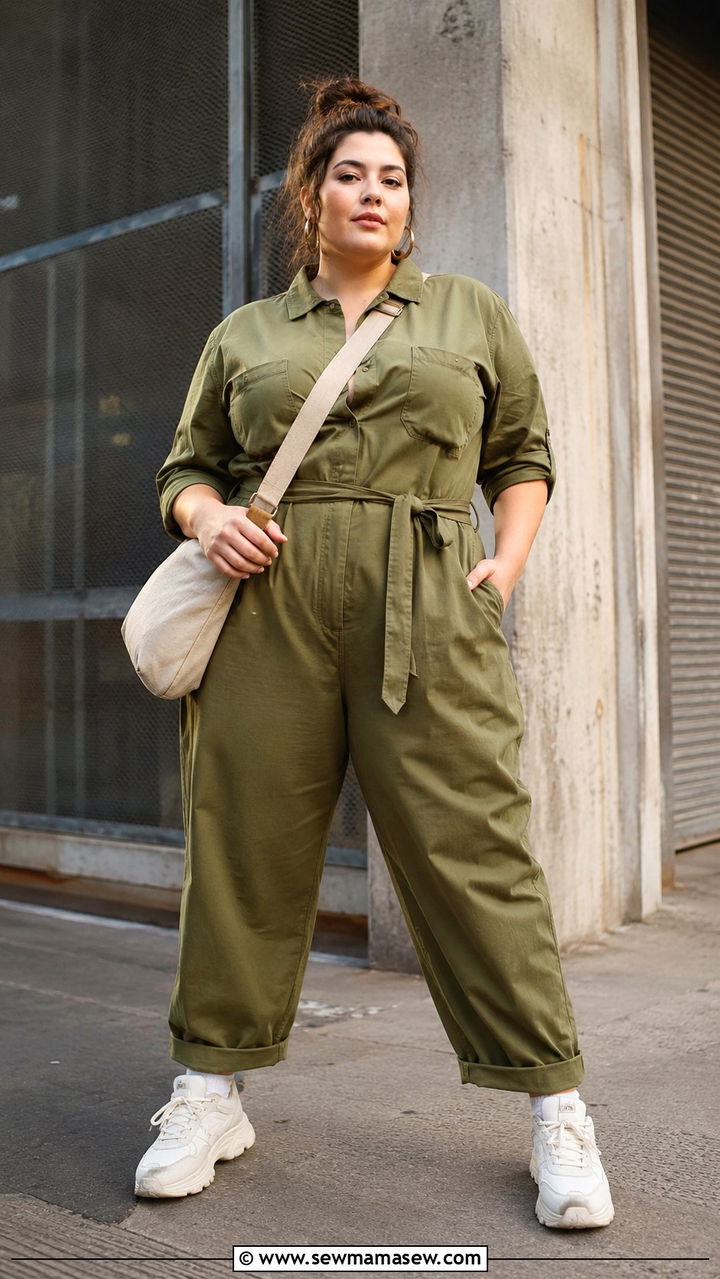 Utility Jumpsuit with Belted Waist - 25 Plus size outfit ideas for 16-18