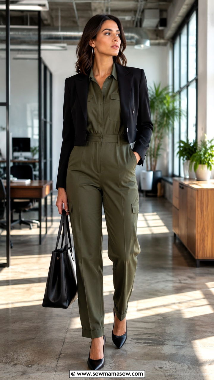 Utility Jumpsuit with Blazer Work Outfit Tuesday - 25 Work outfit ideas for Tuesday
