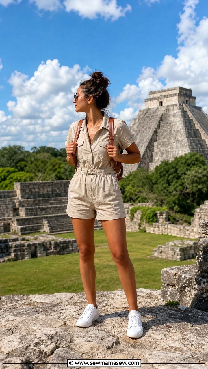 Utility Romper For Mexico Ruins - 40 Mexico outfit ideas