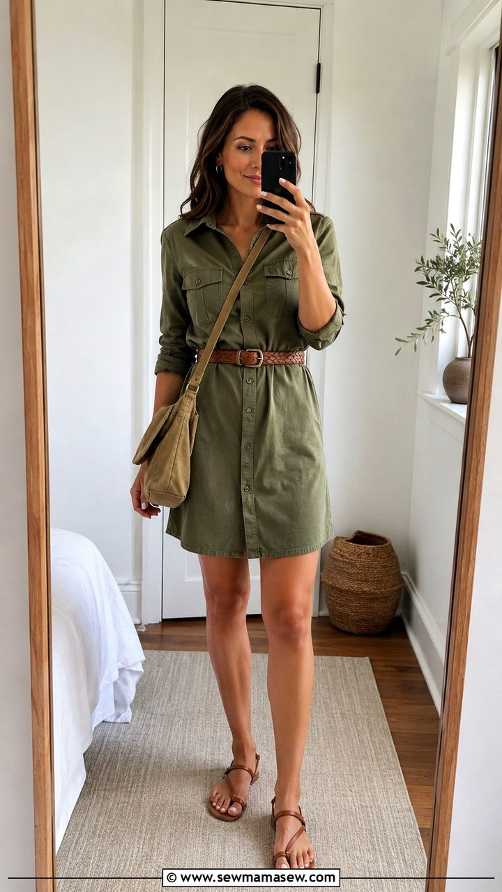 Utility Shirt Dress With A Braided Belt - 25 Outfit ideas for size 12 hourglass