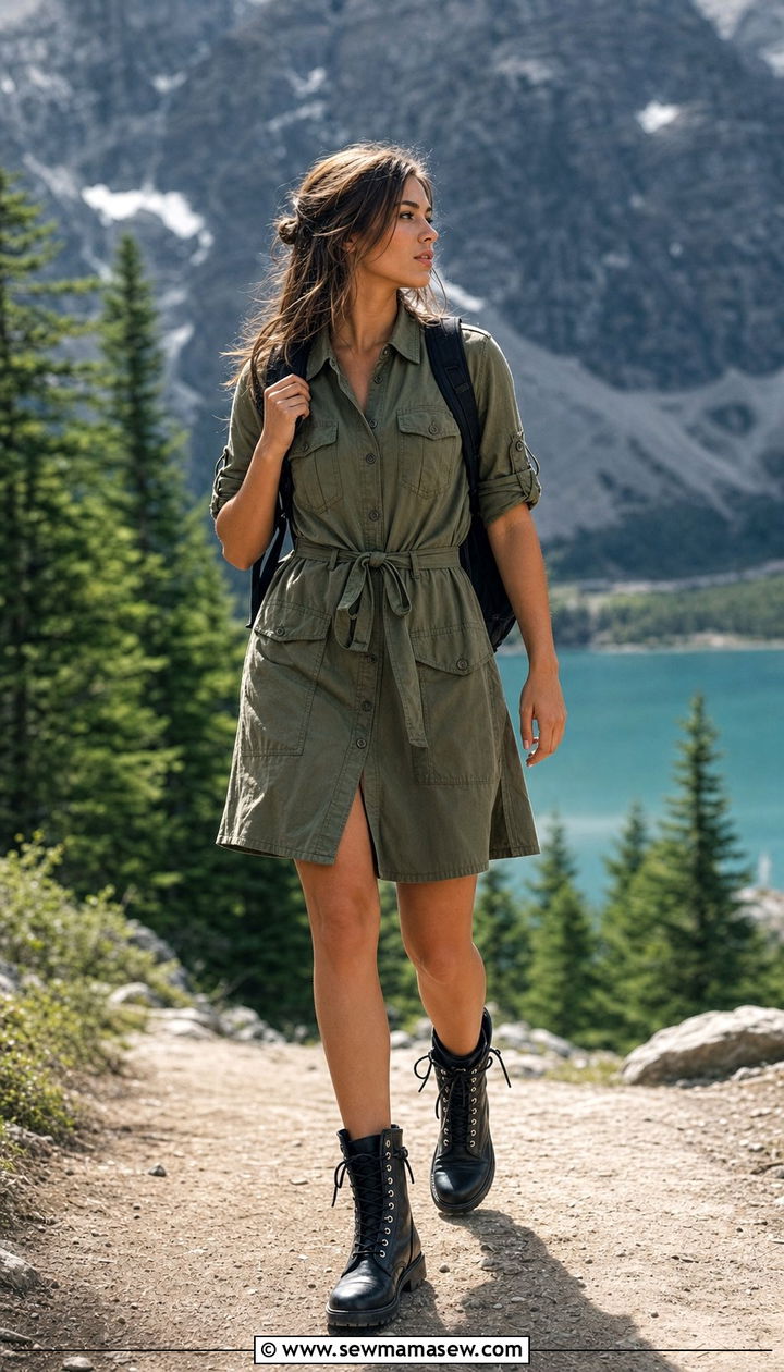 Utility Shirt Dress With Lace Up Boots - 25 Shirt dress outfit ideas with boots