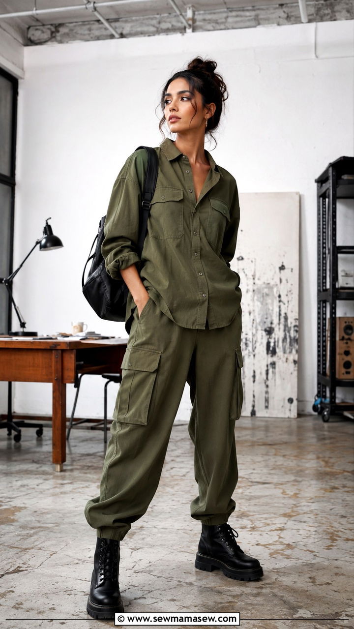Utility Shirt and Cargo Pants Set - 30 Top and pants matching set outfit ideas