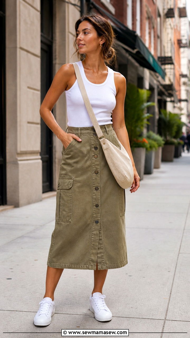 Utility Skirt and Ribbed Tank Outfit - 40 Chic summer outfit ideas 2026