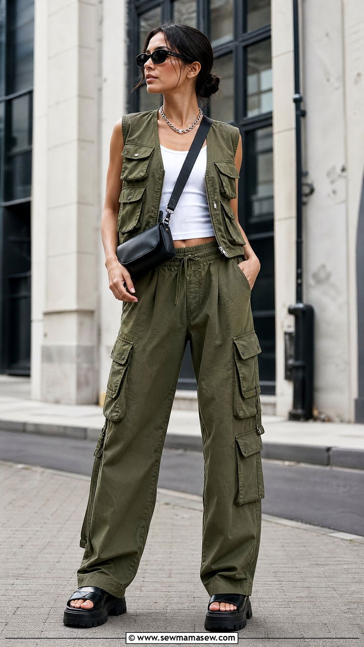 Utility Vest and Cargo Trouser Matching Set - 30 Matching set outfit ideas for vacation