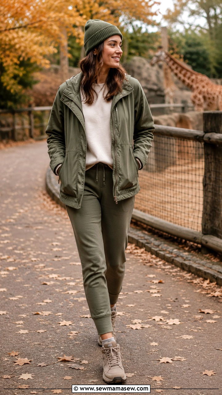 Utility jacket and joggers zoo outfit - 25 Zoo outfit ideas