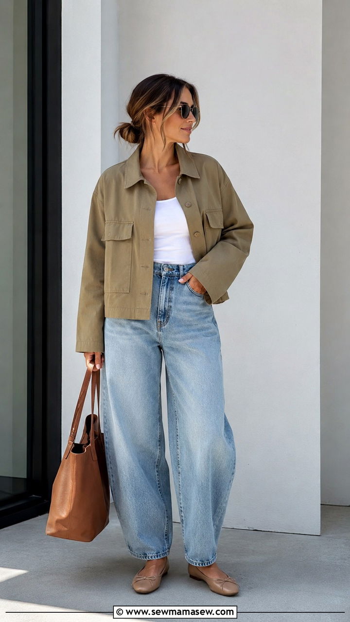 Utility jacket with barrel jeans - 30 Spring outfits with utility jackets