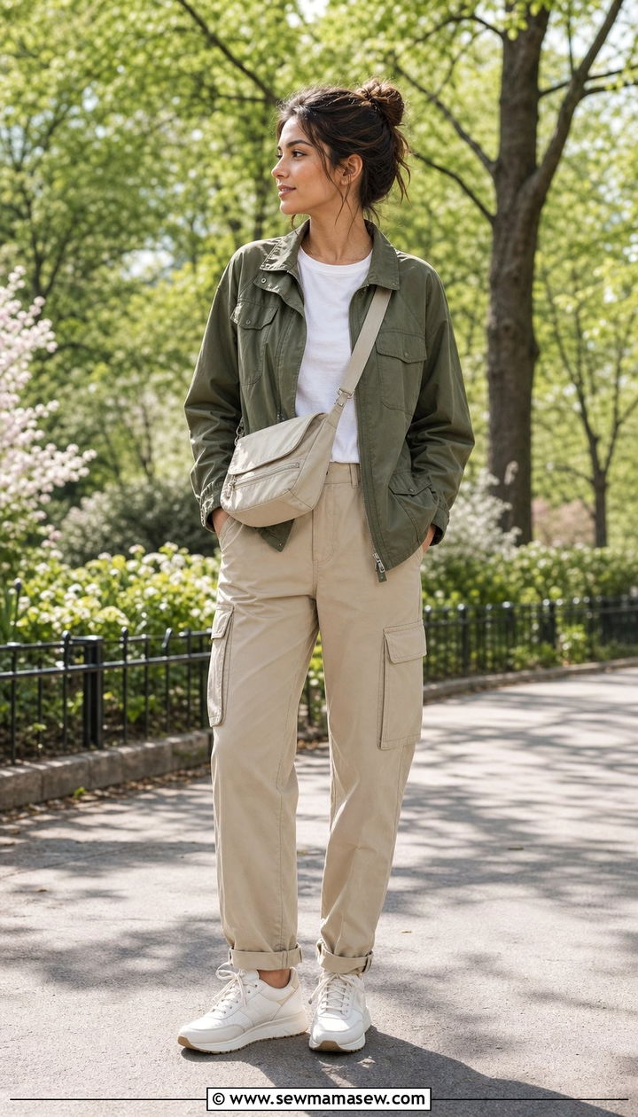 Utility jacket with cargo pants outfit spring - 35 Casual chic spring outfit ideas 2026